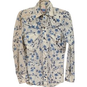 Vintage Sears Put On Shop Pearl Snap Shirt Mens 70s Floral Retro Rockabilly